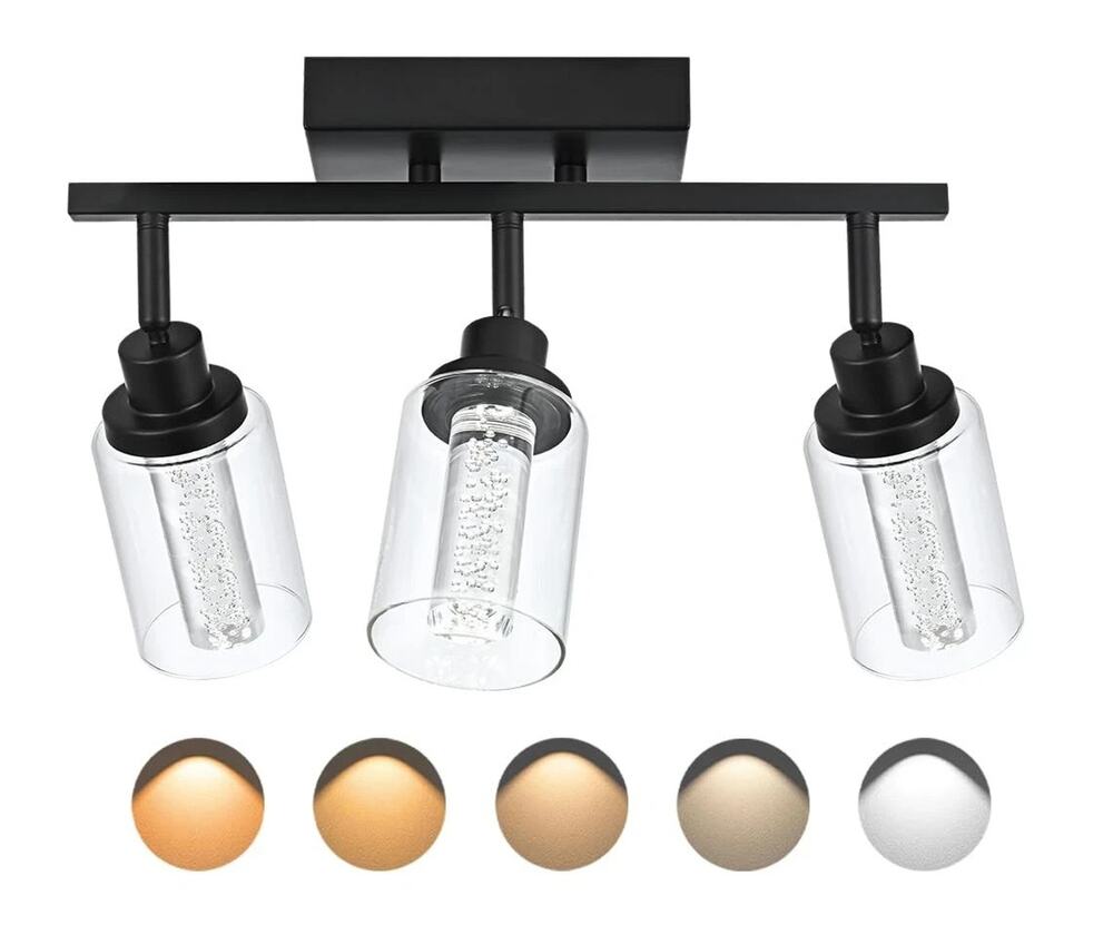 3-Light Black LED Track Light with Adjustable Heads, 5CCT